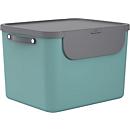 Collecteur de déchets Rotho ALBULA, 55 l, modulaire, empilable, avec couvercle et autocollants, plastique recyclé, vert/gris anthracite