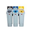Collecteur de déchets Rubbermaid® SLIM JIM®, 3 x 87 l, pour papier/plastique/déchets résiduels, poignées de serrage &amp; conduits d'aération, L 914,4 x P 546,1 x H 1022,4 mm