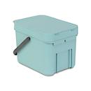 Collecteur de déchets Sort & Go, rectangulaire, avec support mural, couvercle et poignée, 6 L, plastique, vert menthe