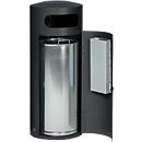 Collecteur de déchets VAR KS 70, rond, volume 70 l, avec cendrier intérieur, verrouillable, autoextinguible, avec seau intérieur, tôle d'acier, anthracite