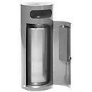 Collecteur de déchets VAR KS 90, rond, volume 90 l, avec cendrier intérieur, verrouillable, autoextinguible, avec seau intérieur, tôle d'acier, argenté