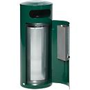 Collecteur de déchets VAR KS 90, rond, volume 90 l, avec cendrier intérieur, verrouillable, autoextinguible, avec seau intérieur, tôle d'acier, vert mousse