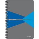 Collegeblock Leitz Office, format A5, 90 feuilles quadrillées, s'ouvre à 360°, reliure à spirales, couverture cartonnée, certifié FSC®, bleu