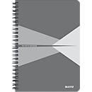 Collegeblock Leitz Office, format A5, 90 feuilles quadrillées, s'ouvre à 360°, reliure à spirales, couverture cartonnée, certifié FSC®, gris