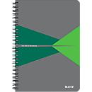 Collegeblock Leitz Office, format A5, 90 feuilles quadrillées, s'ouvre à 360°, reliure à spirales, couverture cartonnée, certifié FSC®, vert