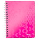 Collegeblock Leitz WOW, DIN A5, 80 karierte Blatt, Klarsicht-Tasche, FSC®-zertifiziert, pink