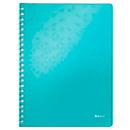 Collegeblock Leitz WOW, Format A4, 80 linierte Blatt, Klarsicht-Tasche, FSC®-zertifiziert, eisblau