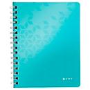 Collegeblock Leitz WOW, Format A5, 80 linierte Blatt, Klarsicht-Tasche, FSC®-zertifiziert, eisblau