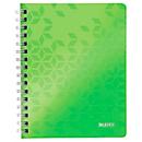 Collegeblock Leitz WOW, Format A5, 80 linierte Blatt, Klarsicht-Tasche, FSC®-zertifiziert, grün
