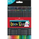 Coloured pencils Faber-Castell Black Edition, black wood, triangular shape, assorted colours, case of 36,