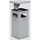 Combi-asbak B32, met dak, incl. binnenwerk, zilver