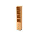 Combi-boekenkast 3 legborden + 4 laden, spaanplaat, B 400 x D 420 x H 2200 mm, beukendecor