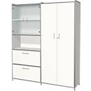 Combikast Toledo, met zicht-achterwand, 2 schuifladen, 5 ordnerhoogten afsluitbaar, B 1580 x D 380 mm, wit