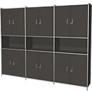 Combikast Toledo, met zicht-achterwand, afsluitbaar, 2 schuifladen, 5 ordnerhoogten, B 2360 x D 380 mm, antraciet