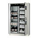 Combinatie veiligheidskast type 30 asecos K-PHOENIX-30, draaideuren en vouwdeuren met deurstopsysteem, voorzijde lichtgrijs, B 1202 x D 598 x H 1968 mm