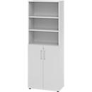 Combinatiekast Breno, 6OH, kast en legbord, afsluitbaar, B 800 x D 420 x H 2156 mm, spaanplaat, lichtgrijs/lichtgrijs