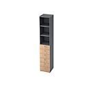 Combinatiekast TOPAS LINE, 6 dossierhoogtes, legborden + 6 laden, grafiet/eiken