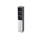 Combinatiekast TOPAS LINE, 6 dossierhoogtes, legborden + 6 laden, grafiet/wit