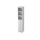 Combinatiekast TOPAS LINE, 6 dossierhoogtes, legborden + 6 laden, wit/wit