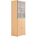 Combination cabinet PALENQUE, 6 AA, glass/wood doors, W 800 x D 420 x H 2160 mm, beech