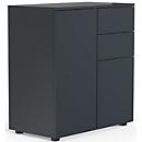 Commode Dalosa, 4 compartiments &amp; 2 tiroirs, porte, L 700 x P 390 x H 770 mm, bois, anthracite