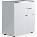 Commode Dalosa, 4 compartiments &amp; 2 tiroirs, porte, L 700 x P 390 x H 770 mm, bois, blanc