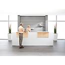 Comptoir Come-In, 2 étagères, droit, largeur 3200 mm, coloris blanc/érable 