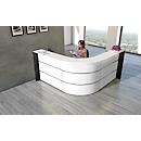 Comptoir d'angle Faro, avec tablettes et plateaux latéraux, revêtement mélaminé, chants ABS, L 2320 x P 2320 x H 1120 mm, blanc/anthracite