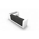 Comptoir en angle Spezia, l. 3655 x P 2055 x H 1130 mm, blanc/cuir gris