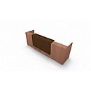 Comptoir Spezia, droit, l. 3260 x P 880 x H 1130 mm, coloris noyer Canaletto/cuir brun