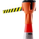Cône de sécurité Allroundline ALCT-O, pour cônes de sécurité à partir de H 750 mm, longueur de sangle jusqu'à 9 m, H 250 x L 125 mm, plastique, sangle jaune/noire