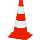 Cône de signalisation en PVC - réfléchissant - H 500 mm - orange blanc