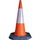 Cône de signalisation RS-Guidesystems® LK 1055, H 1000 mm, avec manchon réflecteur blanc, plastique, orange