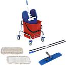 Conjunto completo de balde único, cromado, balde de 25 L, cabo cromado, 10 mops