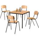 Conjunto completo mesa em aço tubular com 4 cadeiras empilháveis