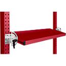 Consola de almacenamiento inclinable Manuflex, para serie Universal o Profi, profundidad útil 195 mm, para anchura de mesa 2500 mm, rojo rubí