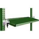 Consola de almacenamiento inclinable Manuflex, para serie Universal o Profi, profundidad útil 345 mm, para anchura de mesa 1250 mm, verde reseda