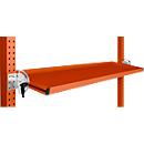 Consola de almacenamiento inclinable Manuflex, para serie Universal o Profi, profundidad útil 345 mm, para anchura de mesa 1500 mm, rojo anaranjado