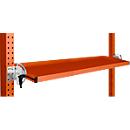 Console de rangement inclinable Manuflex, pour séries Universal ou Profi, profondeur utile 195 mm, pour largeur de table de 1500 mm, rouge orangé