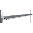Console de rangement inclinable Manuflex, pour séries Universal ou Profi, profondeur utile 195 mm, pour largeur de table de 2000 mm, alu argent