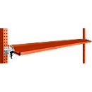 Console de rangement inclinable Manuflex, pour séries Universal ou Profi, profondeur utile 195 mm, pour largeur de table de 2000 mm, rouge orangé