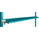 Console de rangement inclinable Manuflex, pour séries Universal ou Profi, profondeur utile 195 mm, pour largeur de table de 2000 mm, turquoise