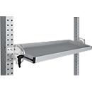 Console de rangement inclinable Manuflex, pour séries Universal ou Profi, profondeur utile 195 mm, pour largeur de table de 2500 mm, alu argent