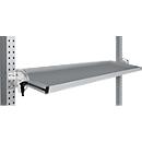 Console de rangement inclinable Manuflex, pour séries Universal ou Profi, profondeur utile 345 mm, pour largeur de table de 1500 mm, alu argent