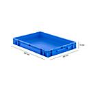 Container in EURO size EF 6070, of PP, capacity 14.3 l, closed sides, closed handle, blue