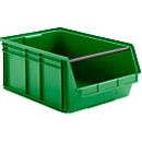 Contenedor abierto con barra de transporte SSI Schäfer LF 743, polipropileno, L 715 x An 470 x Al 300 mm, 74 l, verde