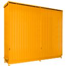 Contenedor Bauer tipo CEN 59-3 IBC, 3 niveles de estantes, puerta corredera, 2000 l, ancho 6540 x fondo 1600 x alto 5015 mm, amarillo-naranja RAL 2000