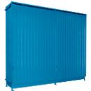 Contenedor Bauer tipo CEN 59-3 IBC, 3 niveles de estantes, puerta corredera, 2000 l, ancho 6540 x fondo 1600 x alto 5015 mm, azul claro RAL 5012