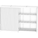 Contenedor Bauer tipo CEN 59-3 IBC, 3 niveles de estantes, puerta corredera, 2000 l, ancho 6540 x fondo 1600 x alto 5015 mm, gris blanco RAL 9002
