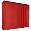 Contenedor Bauer tipo CEN 59-3 IBC, 3 niveles de estantes, puerta corredera, 2000 l, ancho 6540 x fondo 1600 x alto 5015 mm, rojo fuego RAL 3000